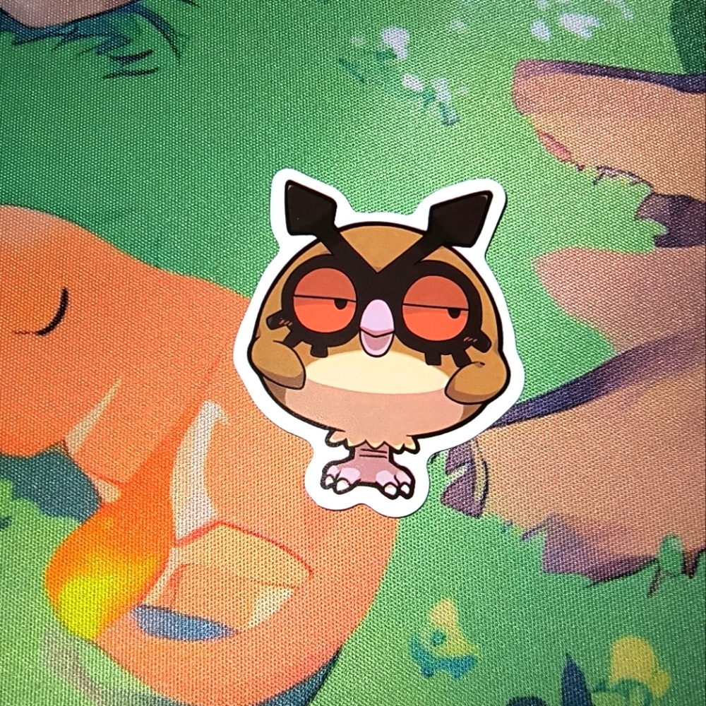 Pokemon Hoothoot Sticker with Brown and Black
